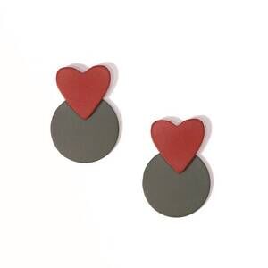 NEW SUNSHINE TIENDA women's heart earrings in dark green and maroon
